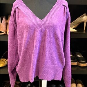 CAbi Women's V-Neck Sweater in Rich Purple
